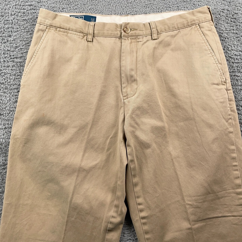 VTG Polo Ralph Lauren Pants Mens 34x30 Khaki Chino Preston Straight Fit 90s